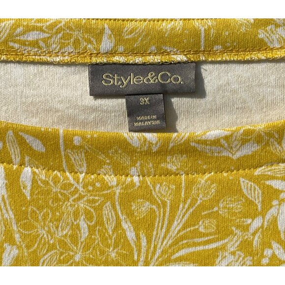 Style & Co Womens Dainty Golden Floral Print Essential Elbow Sleeve Tee 3X - Picture 5 of 7